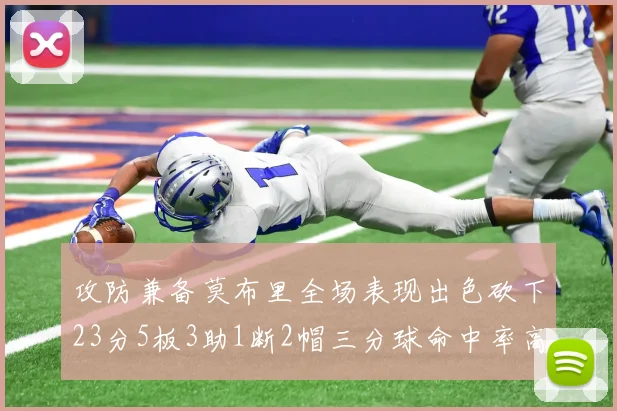 攻防兼备莫布里全场表现出色砍下23分5板3助1断2帽三分球命中率高达60